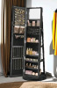 New - SONGMICS 360&deg; Swivel Jewelry Cabinet, Lockable Jewelry Organizer with Full-Length Mirror, Black . Measures 63.5" tall w/23" diameter base - 2