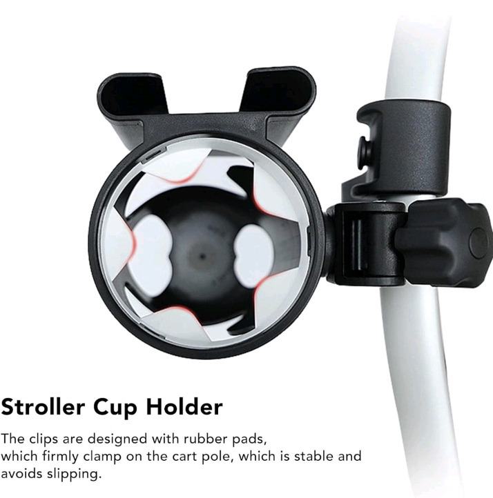 New Baby Stroller Cup Holder, Easy to Install 2 in 1 Universal Prevent Slipping Stroller Drink Rack with Clip for Strollers | Measurements- 13L x 12W x 10H Centimetres