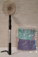 3 New Seashell Collecting Bags and New Metal Beach Scoop Shovel (16.5 to 36.2 inch expandable) used for Picking Up Shells & Rock Hunting