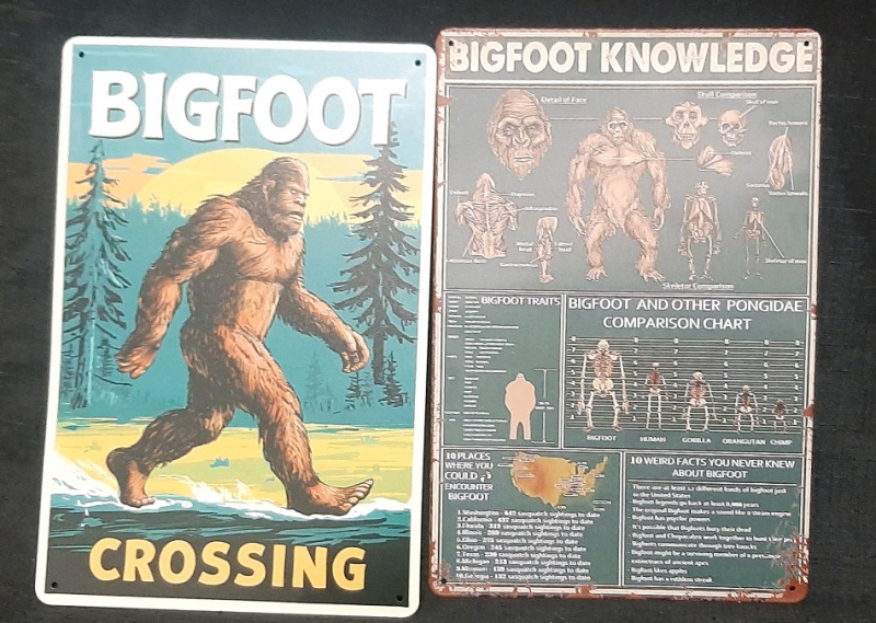 2 New Metal Bigfoot Signs (12"&times;8")