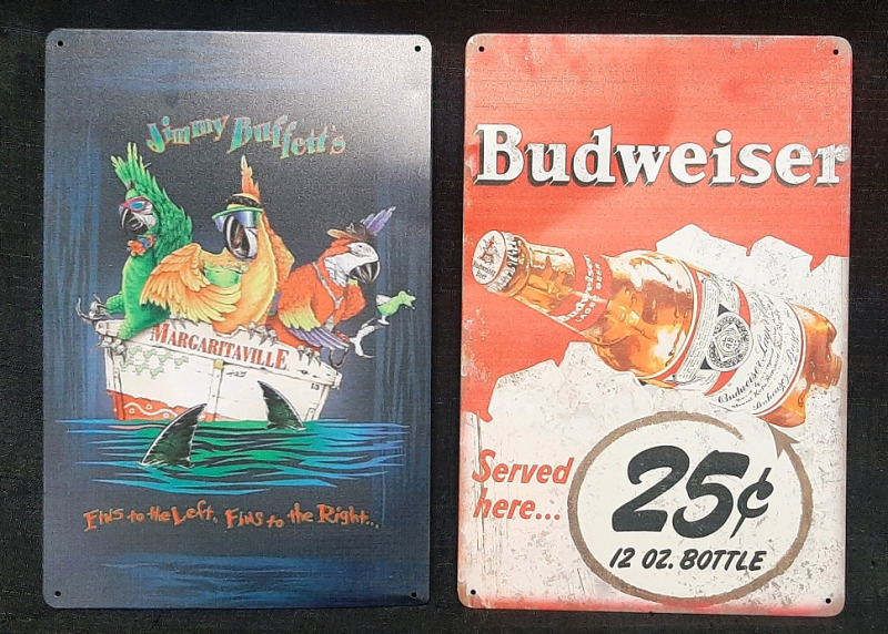 2 Mew Alcohol Themed Metal Signs (12"&times;8")
