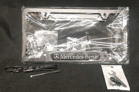 New Mercedes Benz License Plate Frame w/ Installation Pieces & Keychain (Frame is 12&frac12;" Long, 6&frac12;" Wide)