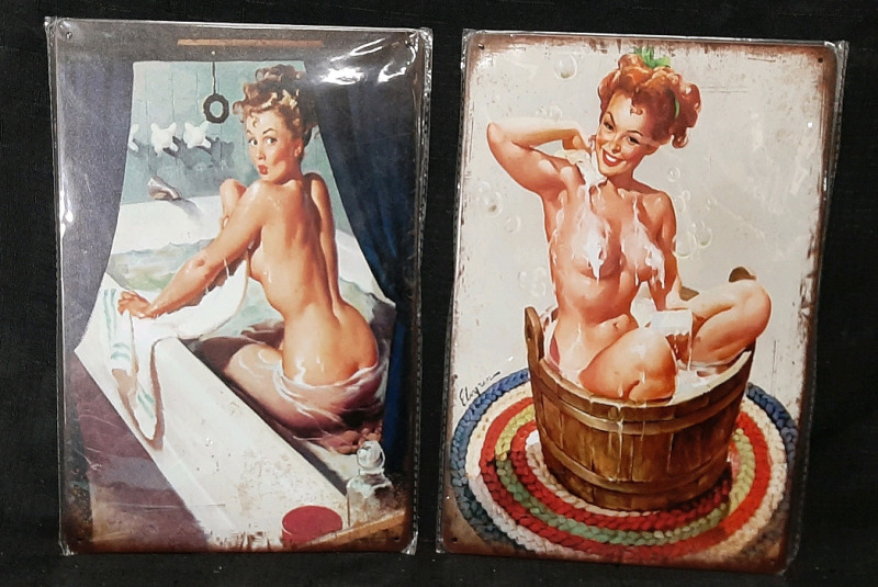 2 New Bathtub Metal Signs (12"&times;8")