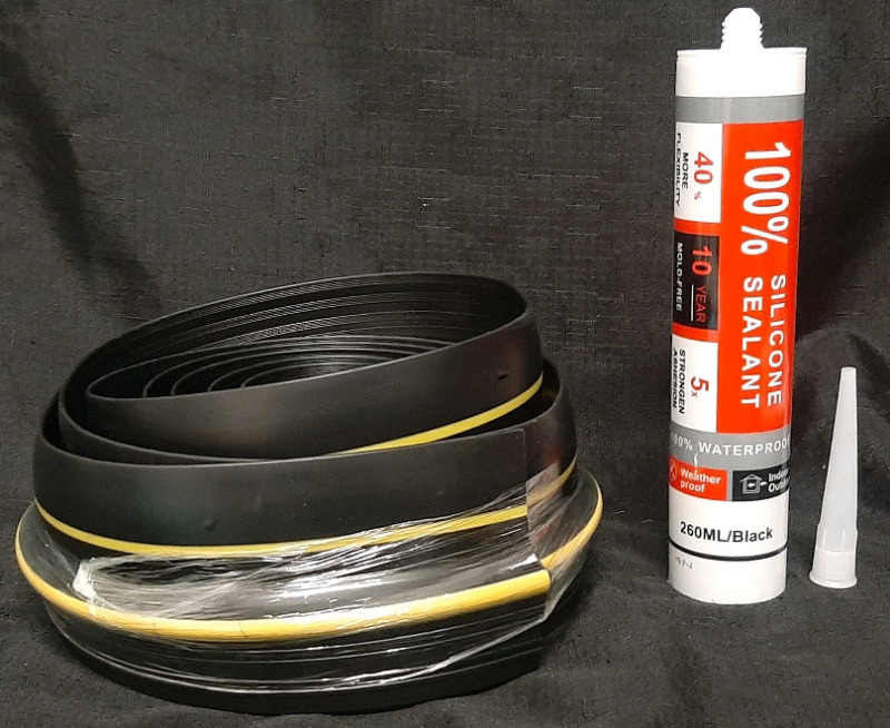 New 10ft Roll of Garage Door Rubber Sealing & 260ml Black Silicone Sealant Tube