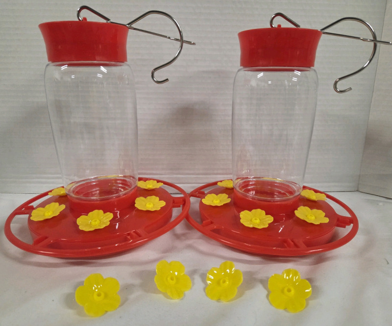 3 New | 8" x 7" Hummingbird Bird Feeders w/ Spare Parts