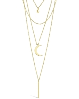 New STERLING FOREVER 14K Gold Plated Crescent & Bar Multi Layer Necklace - Measures Up To 18" | Retails $107!