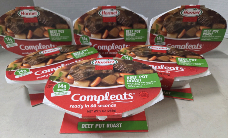 6 New | Hormel COMPLEATS Beef Pot Roast Microwave Meals | Ready in 60 Seconds | 255g ea. | BB: 07/26/26