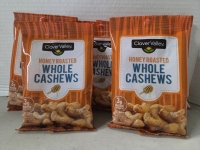 5 New | Clover Valley Honey Roasted Whole Cashews | 57g a Bag | BB: 08/20/26