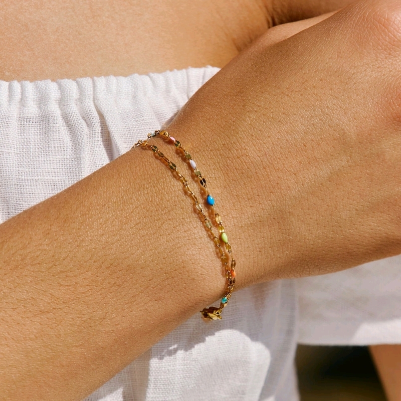 New ATOLEA Rainbow Dainty Hypoallergenic Waterproof & Sweat Proof Bracelet - 6" + 2" extender | Retails $69