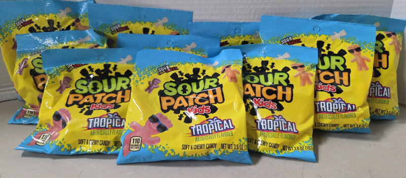 10 New Bags of SOUR PATCH KIDS Tropical | 102g a Bag | BB: Jan/26/26