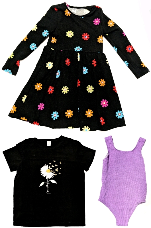 3 New Pieces Size 6Y Girl's: Colorful Daisy Dress, Growing With Grace Graphic Daisy Tee & One-Piece Bathing Suit