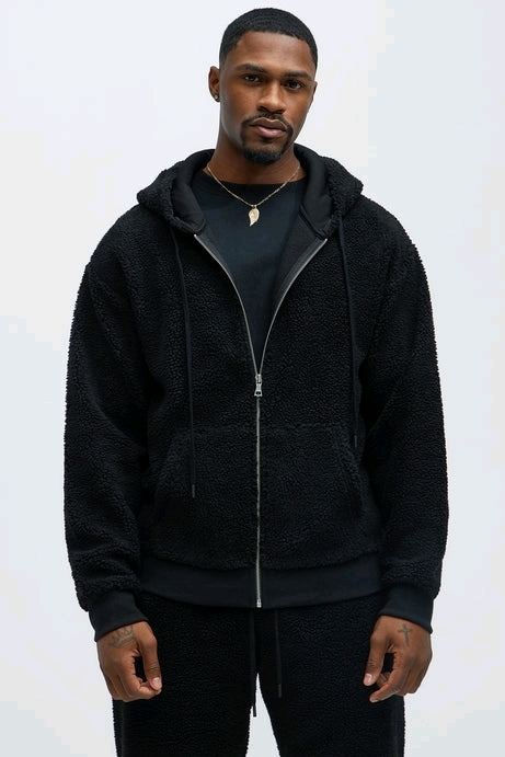 New Size Small Men's NOVA MEN Axel Polar Fleece Zip Up Hoodie (Black) | Retails $56