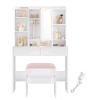 New , Open Box - VASAGLE Vanity Desk w/Mirror and Lights plus Bench , White . Retail $180 . Some Assembly Required