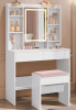 New , Open Box - VASAGLE Vanity Desk w/Mirror and Lights plus Bench , White . Retail $180 . Some Assembly Required - 2