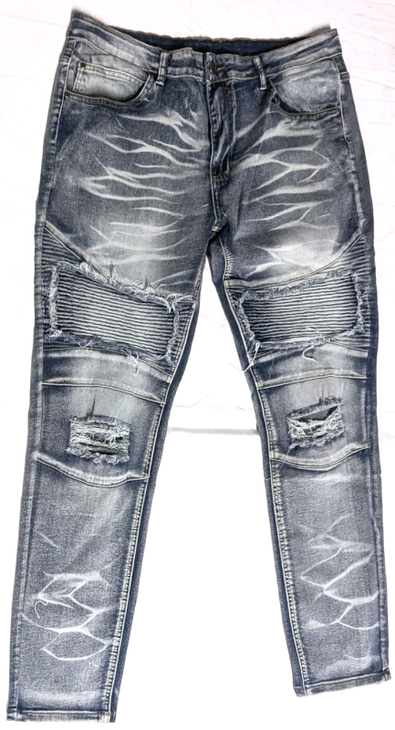 Funky New Waist Size 36 Unisex Cotton Blend Distressed Blue Jeans