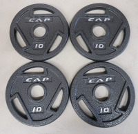 Four (4) New 10lb Olympic Grip WeightLifting Plates . Retail $80
