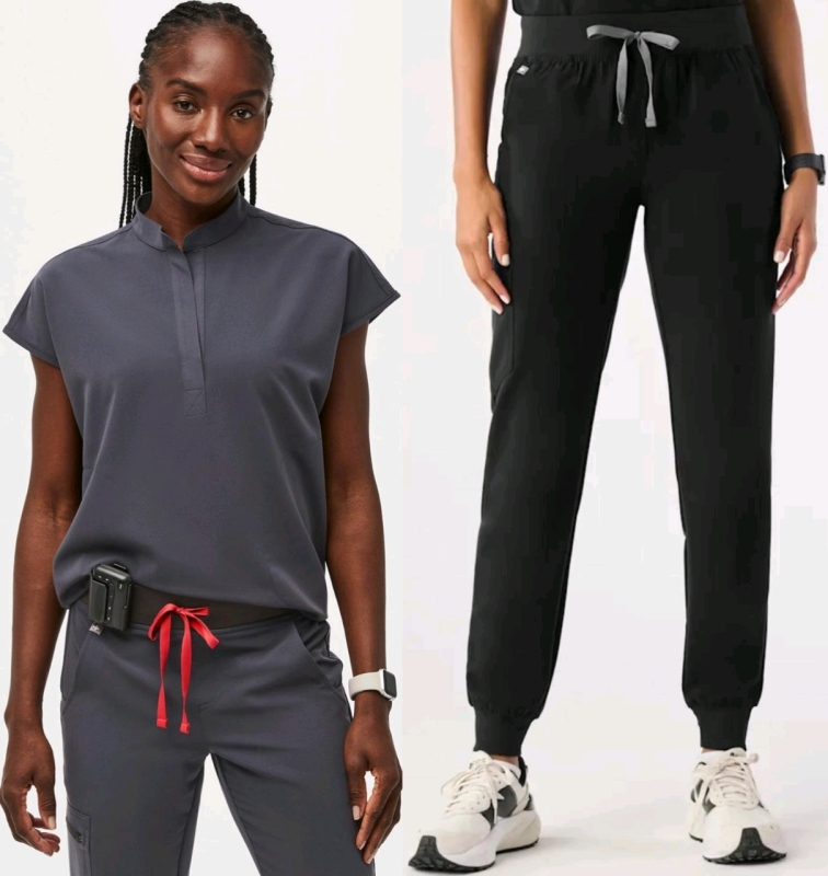 New Size XXS Top & XS/Petite Bottoms FIGS : Rafaela Three-Pocket Scrub Top & Zamora Jogger Scrub Bottoms | Retails Over $130!
