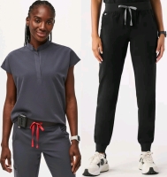 New Size XXS Top & XS/Petite Bottoms FIGS : Rafaela Three-Pocket Scrub Top & Zamora Jogger Scrub Bottoms | Retails Over $130!