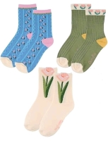 3 New Pairs OS Cheery Spring Socks (One Size Fits Most)