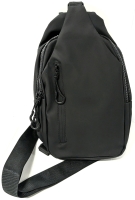 New Matte Smooth Vinyl Sling Shoulder Bag With 3 Zippered Front Pockets + Additional Pocket - 6" &times; 12" High (Excluding Strap)