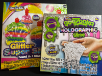 2 New Sets of Creative Kids Glitter Super Sand Art And Goozookq Holographic Slime