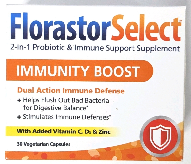 New FLORASTOR SELECT : Immunity Boost : 2-in-1 Probiotic & Immune Support Supplement | 30 Vegetarian Capsules | EXP 07/2025