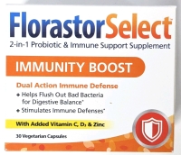 New FLORASTOR SELECT : Immunity Boost : 2-in-1 Probiotic & Immune Support Supplement | 30 Vegetarian Capsules | EXP 07/2025