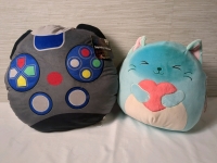 2 New Squishy Pillows, One is Squishmallow Brand Largest is 16x16 inches.