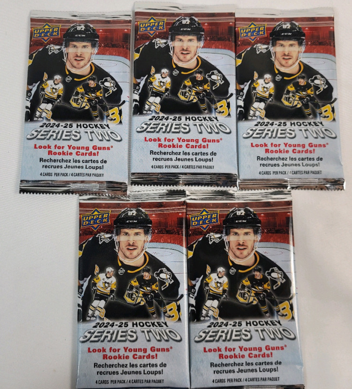 2024-25 Upper Deck NHL Hockey Series Two Trading Card Sealed Wax Packs , 5 Packs