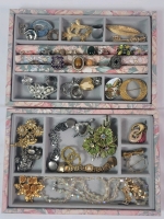 Assorted Jewelry Lot w/Jewelry Holders . Rings , Brooches & Pins