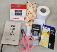 New Great Office Supplies Lot- Scissors, Date Stamp, 5yr Memory Book, Stickers ++
