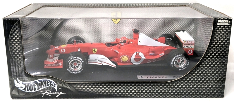 As-New Vintage 2000 HOT WHEELS F1 Racing Metal Collection : F2003-GA Ferrari Michael Schumacher 1:18 Scale Metal Model - Approx 9" Long