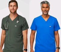 2 New Size MED Men's FIGS Leon Three-Pocket Scrub Tops | Retails Over $110!