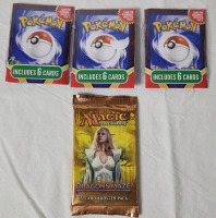 Three (3) Pok&eacute;mon Trading Card Sealed Packs & Magic the Gathering Dragon's Maze Trading Card Sealed Pack