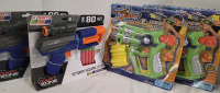 4 New | Toy Guns | (2) Dart Zone Storm Squad QuickShot Blaster w/ 4 Bullets ea. & (2) Cyber Shot Extreme Blaster w/ 6 Darts Ea.