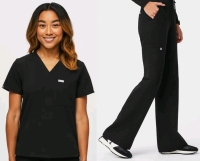 New Size Large + LG/Reg Women's FIGS : Catarina One-Pocket Scrub Top & Isabel High Waisted Wide Leg Scrub Pants | Retails Over $140!