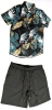 New Size Large Men's 2-Piece Button-Up Hawaiian Shirt & Drawstring Elastic Waist Shorts Set