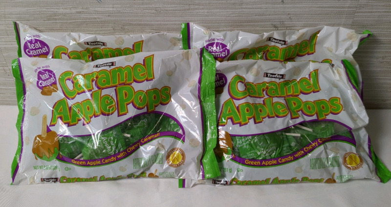 4 New Bags Tootsie Caramel Apple Pops 9.92oz per bag
