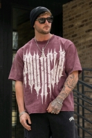New Size XL Men's YOUNGLA # 4156 Oversized Burgundy Wash Revenge Tee 100% Cotton