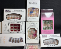 8 New Sets of False Nails| Each Set includes 24 pcs Natural, Delicate and Comfortable Nails (Emery Board, Alcohol, Glue)