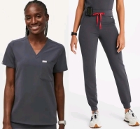 New Size LARGE + LG/Reg Women's FIGS: Catarina One-Pocket Scrub Top & High Waisted Zamora Scrub Pants | Retails Over $130!