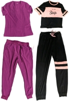 2 New Size Large Women's 2-Piece Sets : Stretchy Scrub Top + Drawstring Pants & Comfy Sleep Pajama Tee & Pants Set