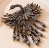 Heidi Daus Signed Elegant Swan Handcrafted Brooch with Black & Clear Gemstone Glass Accents Large Statement Piece Approximately 4.5 x 3.5 Inch - 3