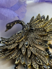 Heidi Daus Signed Elegant Swan Handcrafted Brooch with Black & Clear Gemstone Glass Accents Large Statement Piece Approximately 4.5 x 3.5 Inch - 6