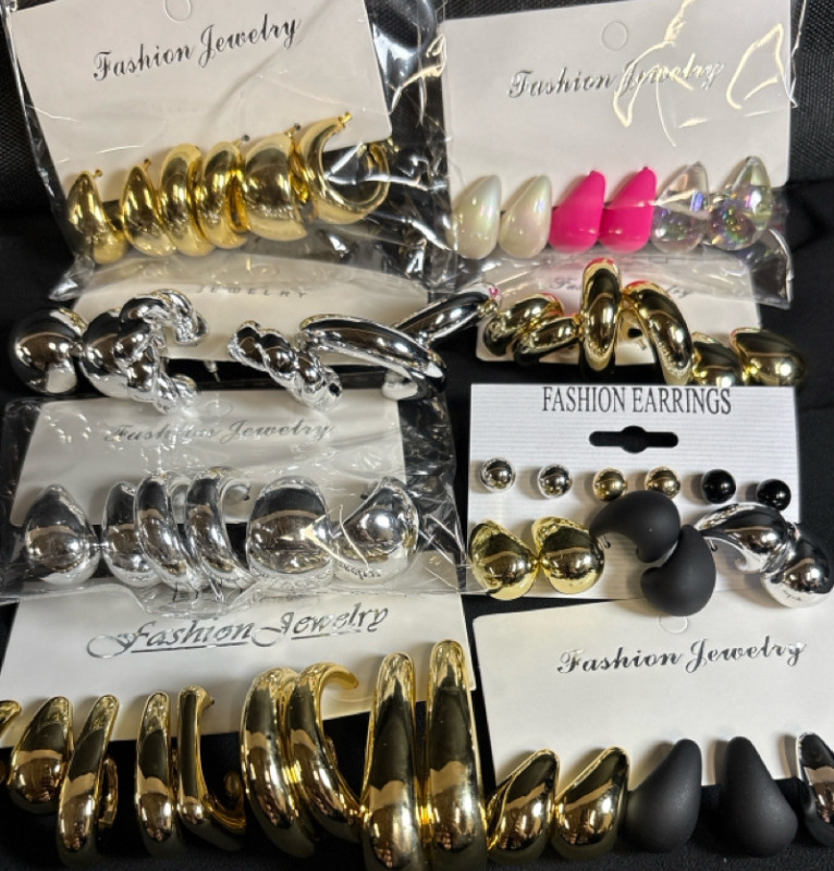 8 New Sets of Stunning Earrings | Measures 2" Longest | Each Set has 6-10 Earrings