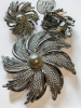 Pearl Swirl Starburst Brooch Earrings Set Canada Designer Signed 3 Piece Sarah Coventry - 6