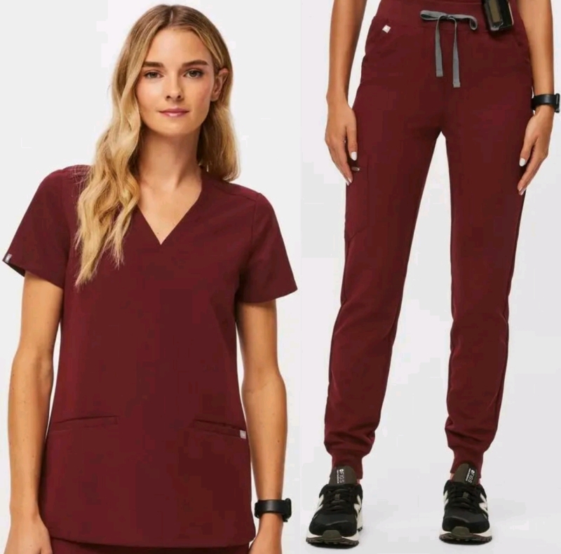 New Size MED + Med/Reg FIGS : Casma Three-Pocket Scrub Top & Zamora High-Waisted Jogger Scrub Pants | Retails Over $130!