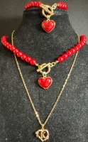 3 New Chains & Bracelet | Heart Pendant | Chain Length : 9" & 8" | Bracelet Length : 4"