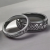 Stainless Steel Titanium Claddagh Wedding Band Set Size 8 and Size 12 - 3