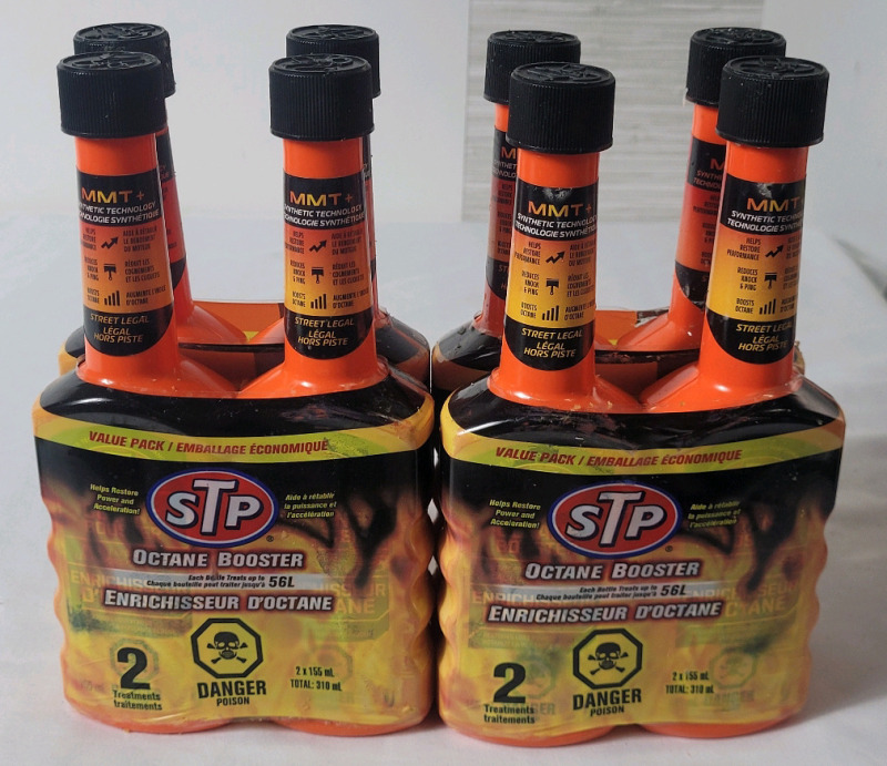 8 New STP Octane Booster Fuel Additive Fluid Bottles . 155ml Bottles